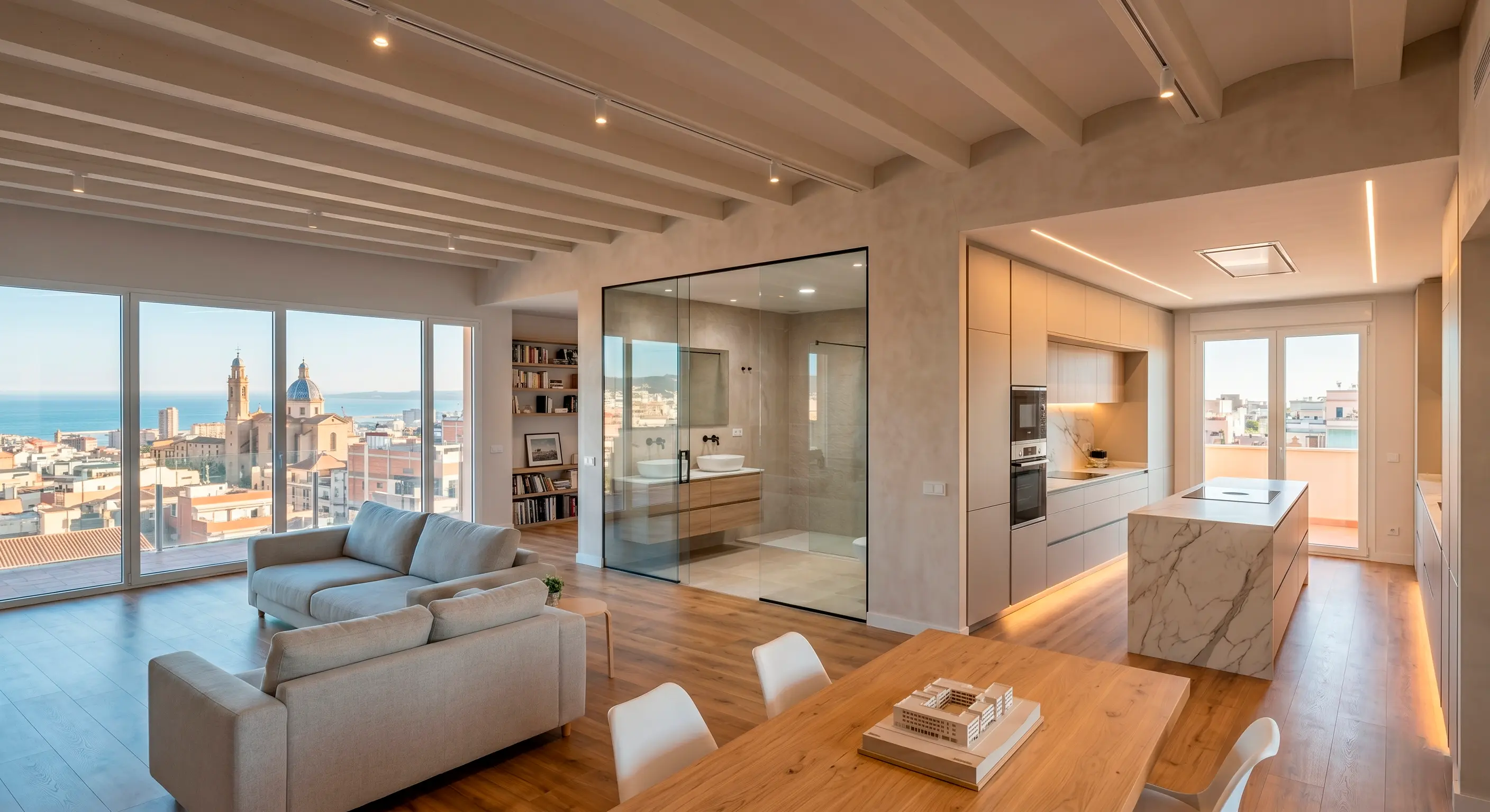 Reforma integral en progreso o espacio renovado antes/después