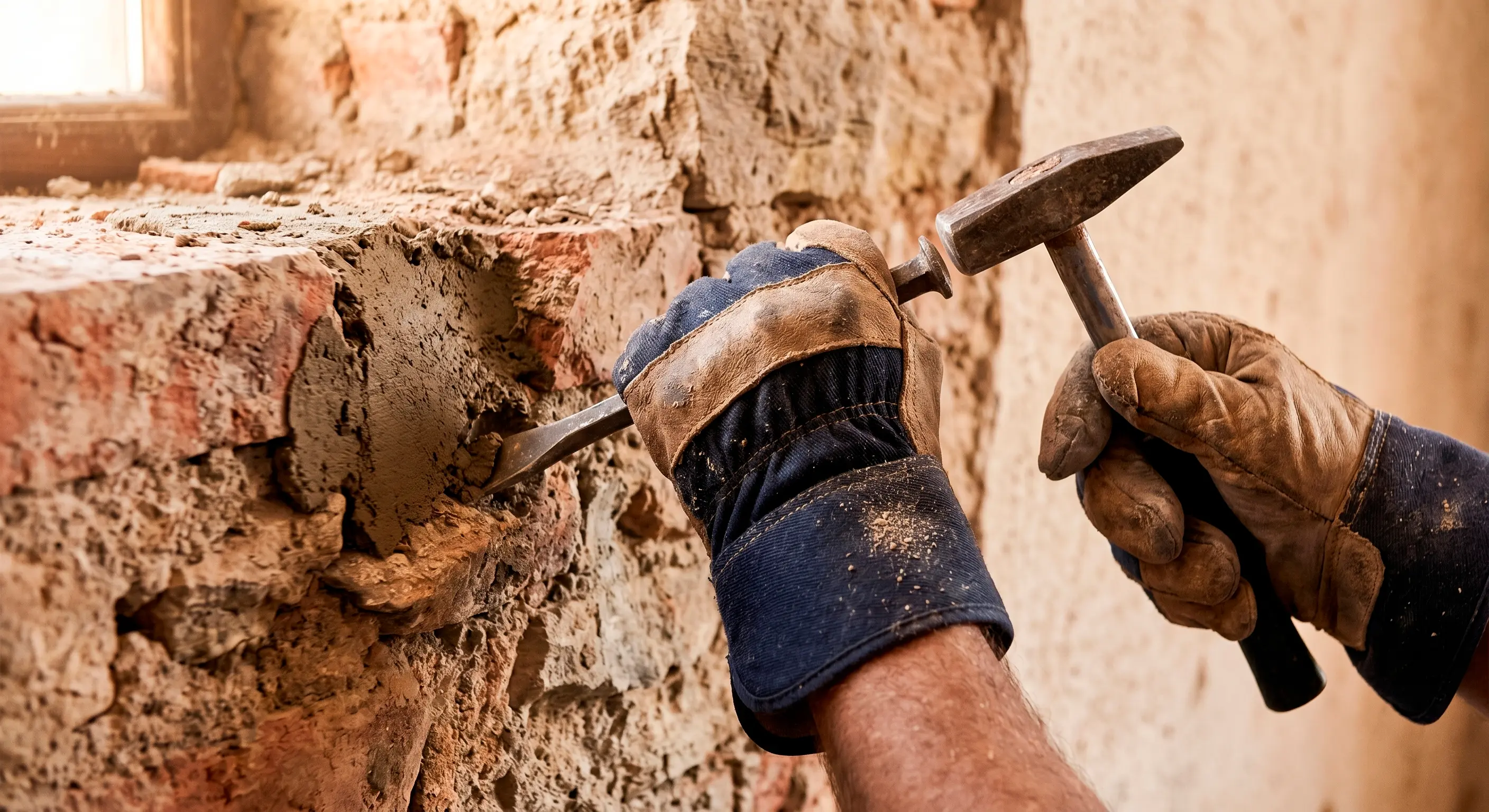 Técnico realizando reparación urgente en estructura o instalación
